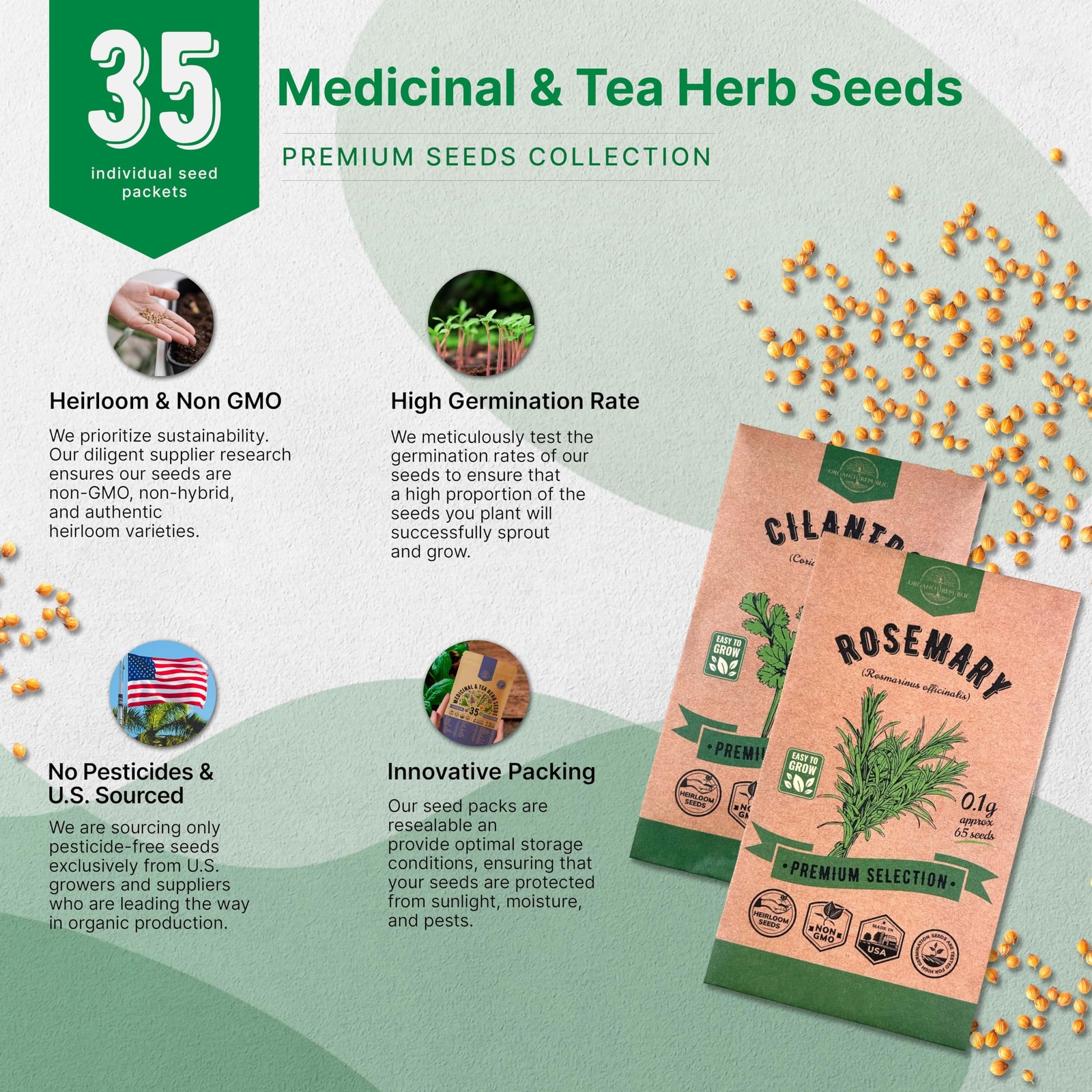 35 Medicinal & Tea Herb Seeds Variety Pack for Indoor & Outdoors. 16,335+ Non…