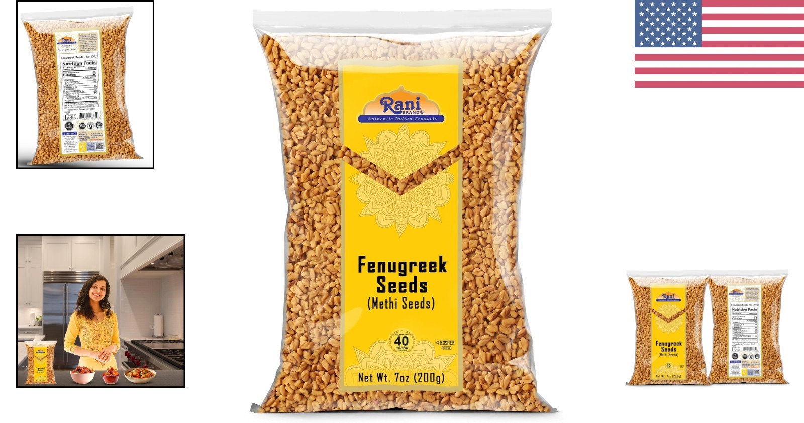 Organic Fenugreek Methi Seeds Whole 7oz | Non-GMO, Gluten Friendly & Authentic