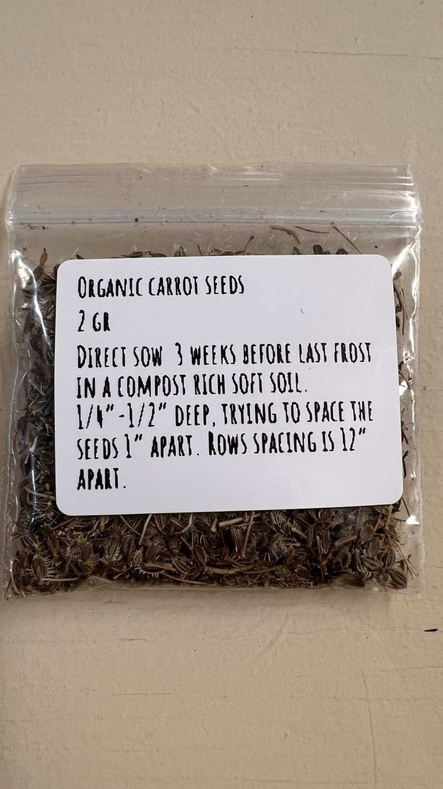 Organic Carrot seeds grown in North Idaho. 300+ seeds.