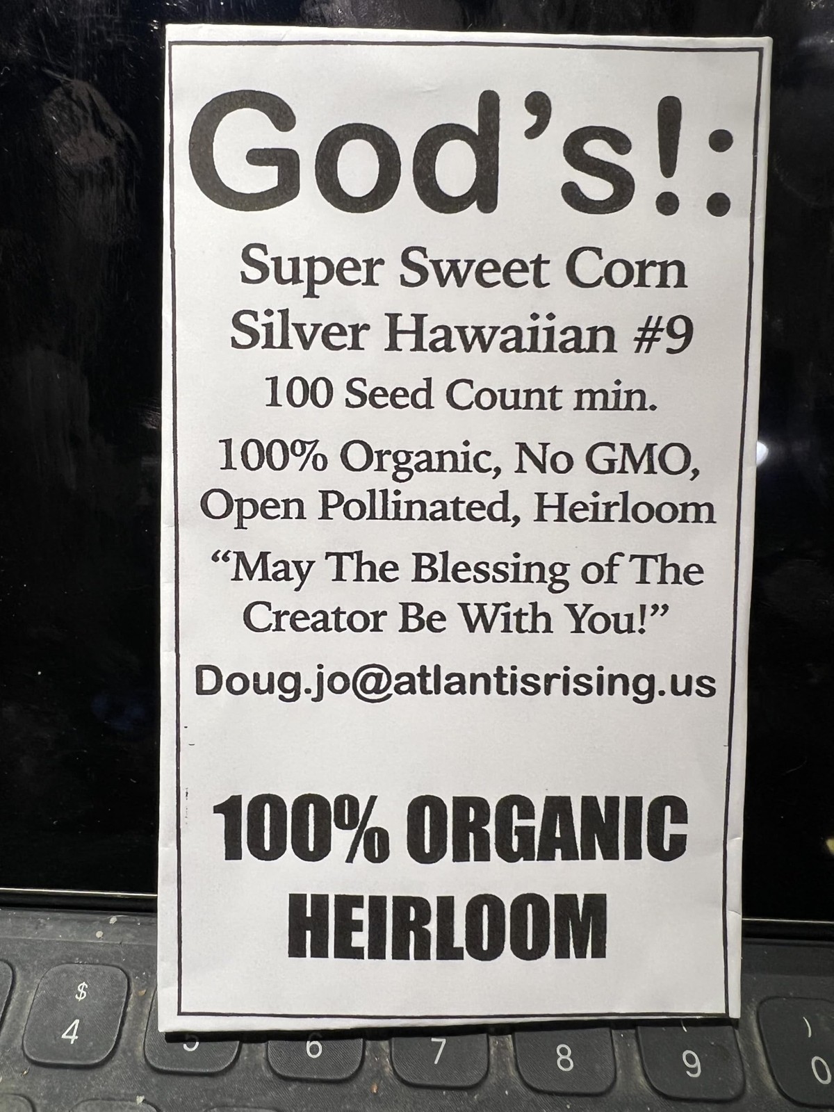 Sweet Corn Seeds Heirloom Open Pollinated 100 Percent Organic