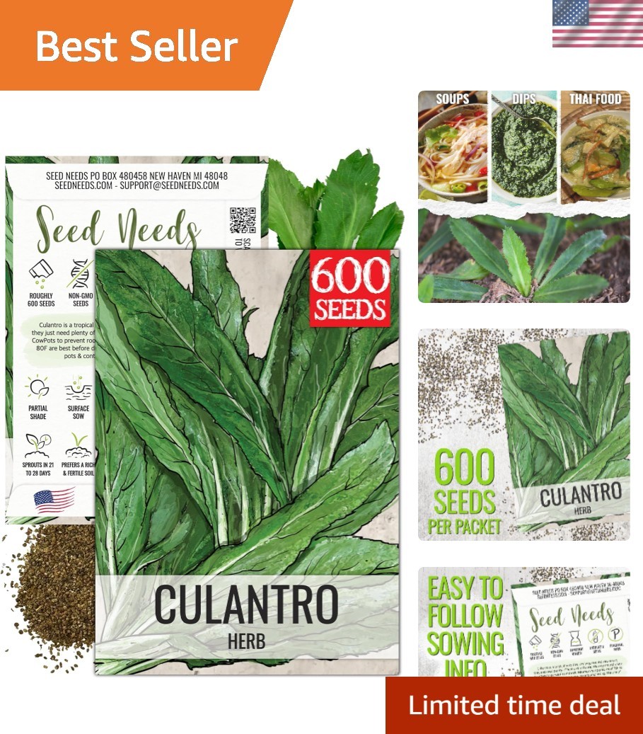 Grow Culinary Culantro Seeds – Non-GMO Mexican Coriander for Indoor/Outdoor Use