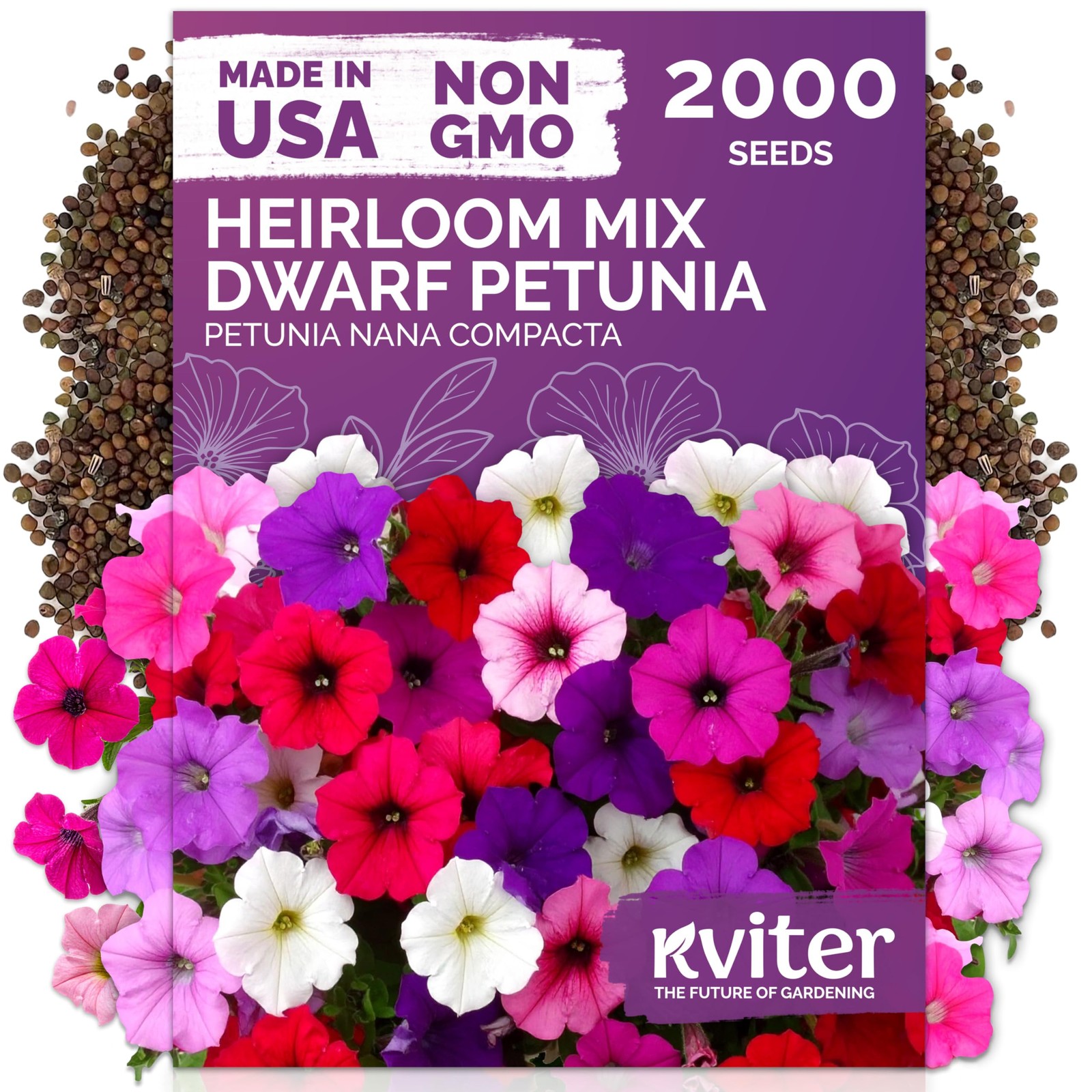 2,000 Mix Dwarf Petunia Seeds for Planting Flowers (Nana Compacta) — Mini Pet…