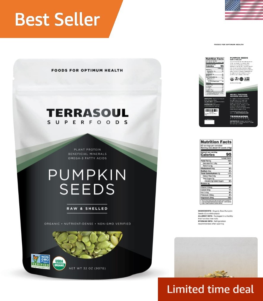 Organic Unsalted Pumpkin Seeds, 2 Pounds – Certified Non-GMO &