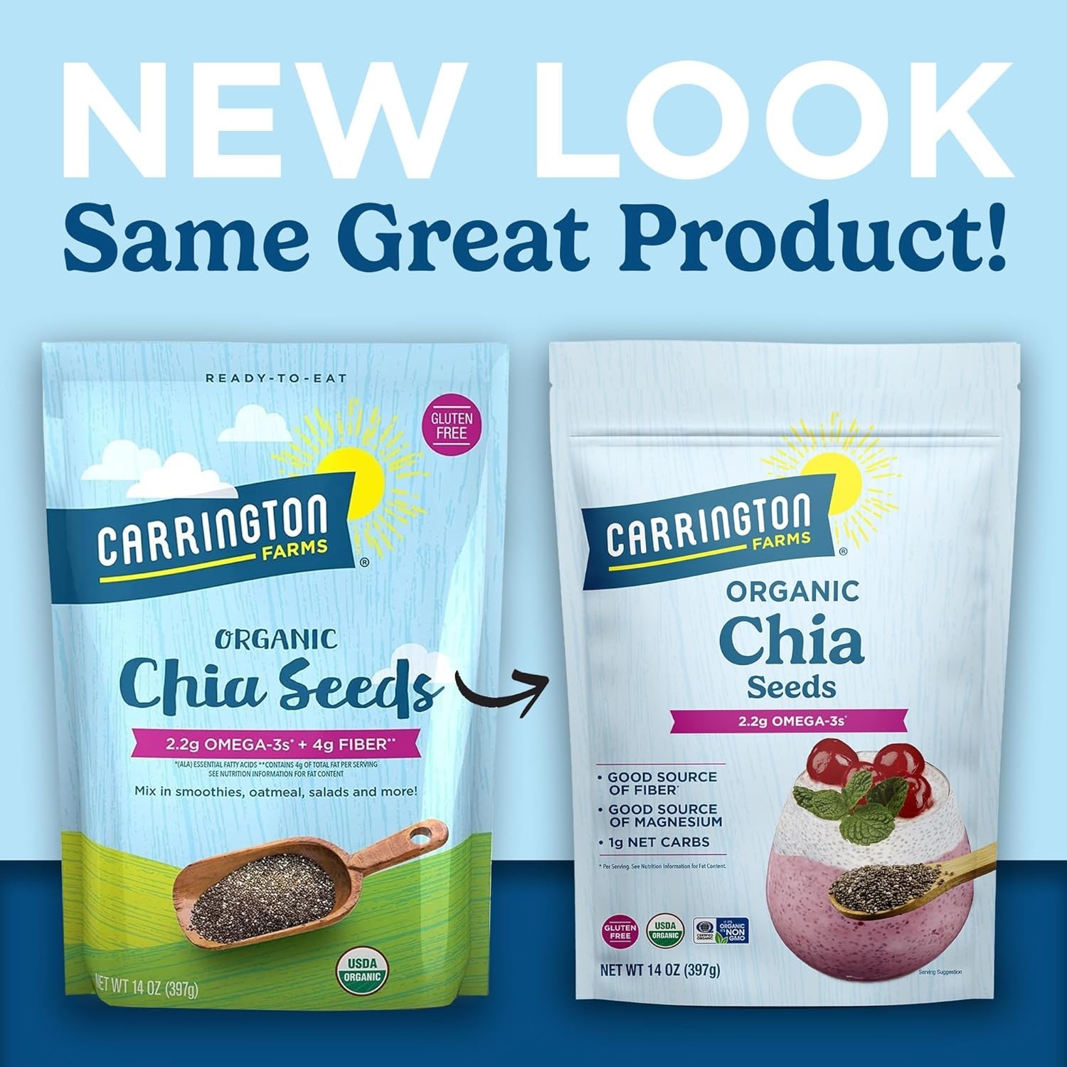 Organic Gluten Free Chia Seeds, Resealable 14 Oz Pouch – Give Back Initiative