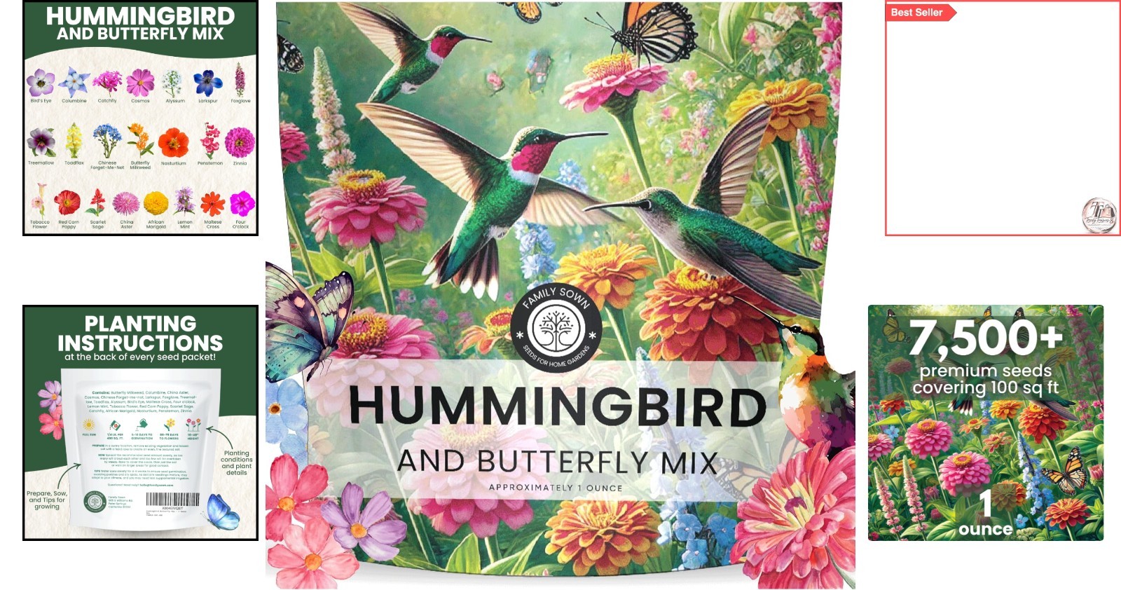 Wildflower Buzz: Hummingbird & Butterfly Mix – 7,500 Seeds for Vibrant Gardens