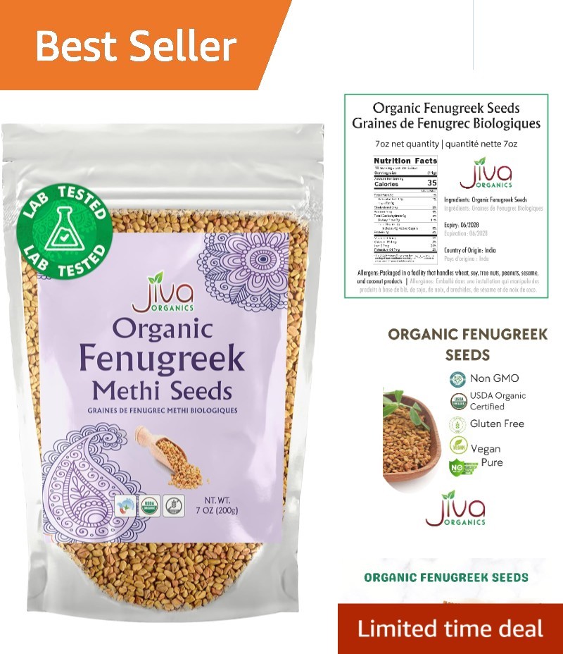 7 Ounce Jiva Fenugreek Seeds – All-Natural, Non-GMO for Hair Growth & Cooking