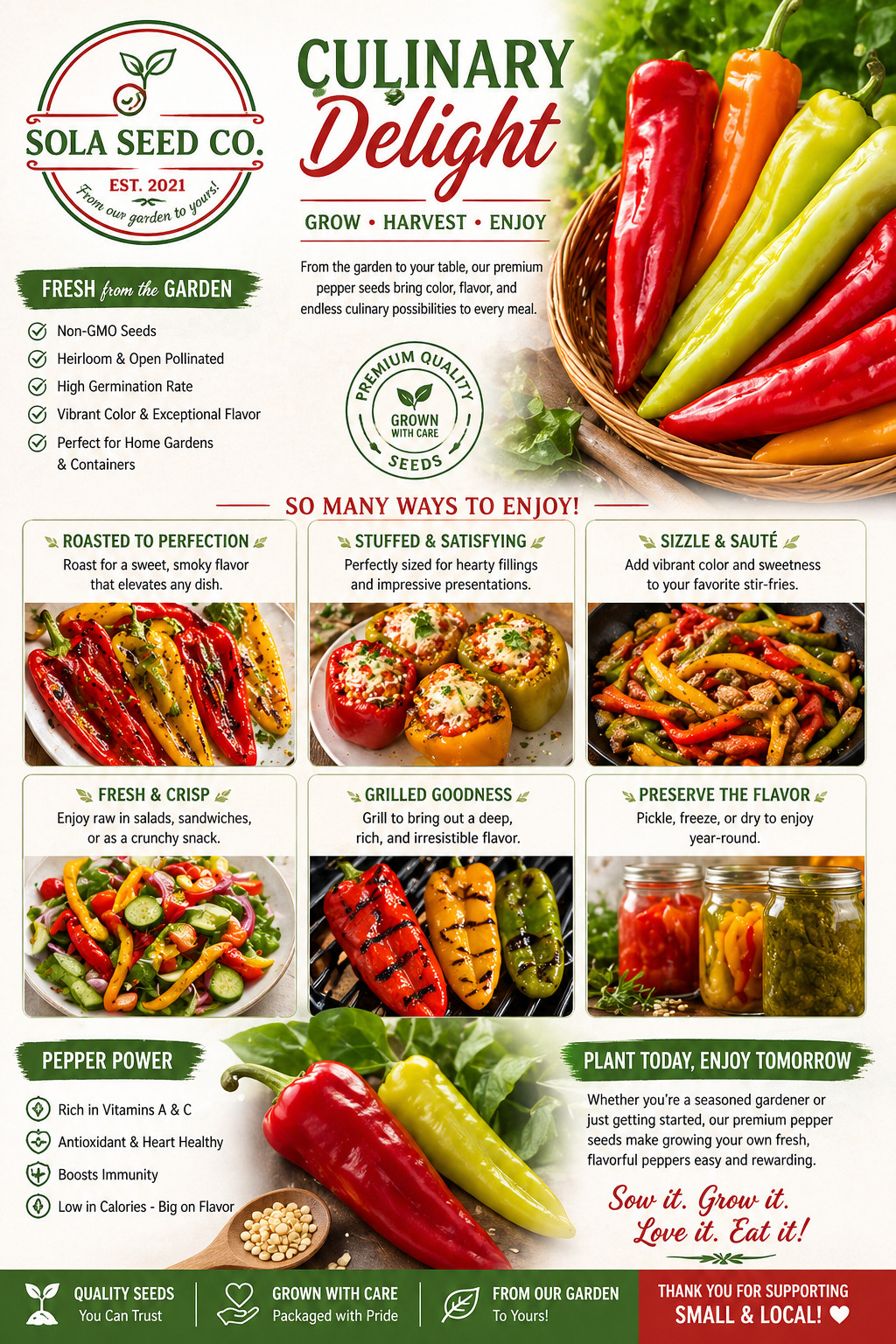 30 Giant Aconcagua pepper seeds-sweet pepper-No Heat, Non-GMO Genuine USA