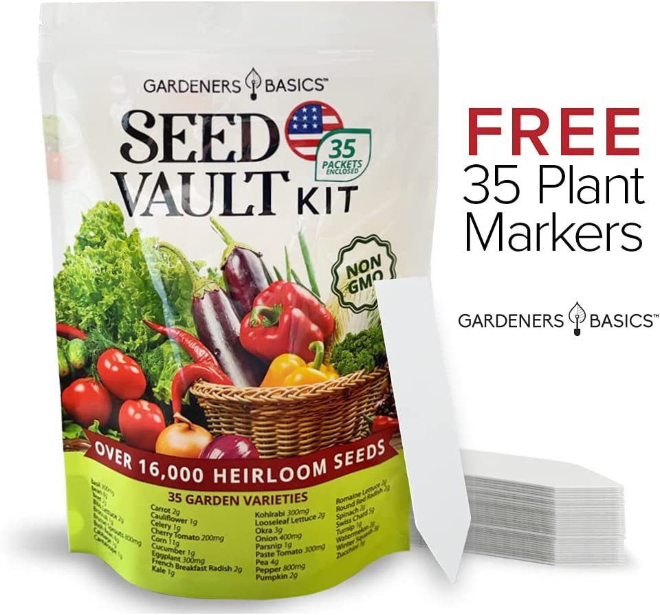 Survival Vegetable Seeds Garden Kit over 16,000 Seeds Non-Gmo and Heirloom, Grea