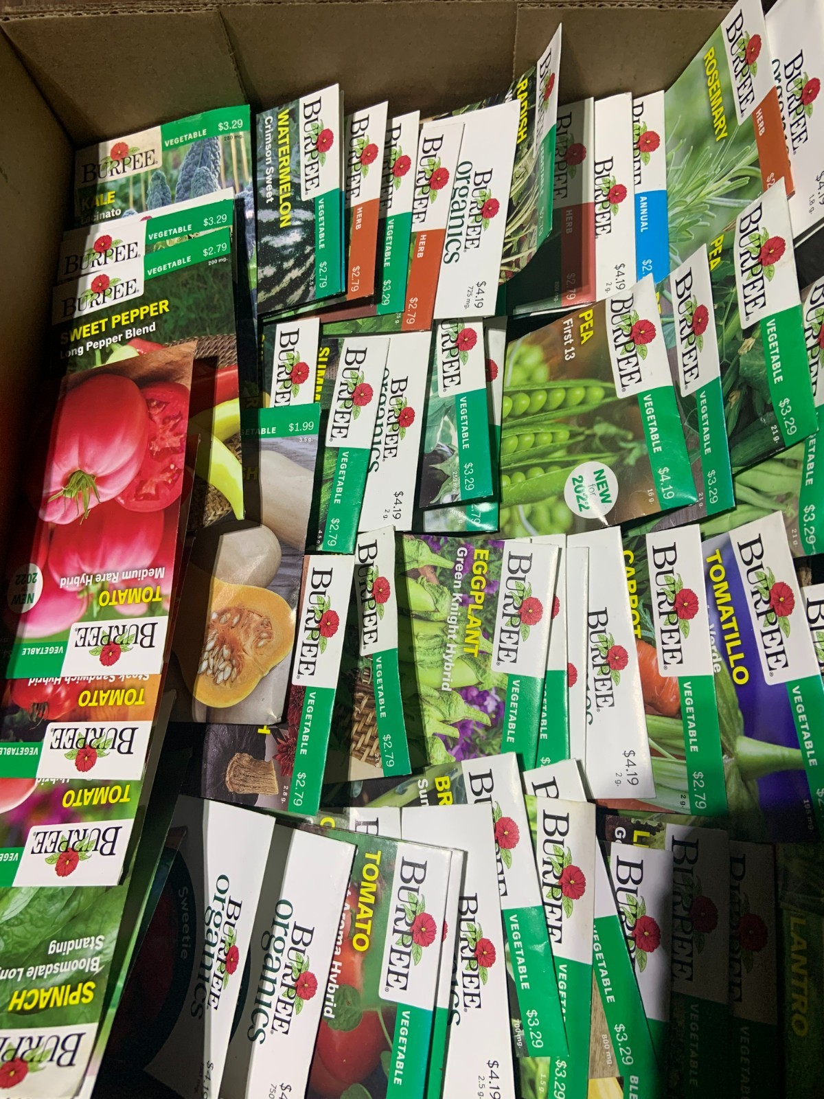 60 Packages of mixed VEGETABLE SEEDS, All Burpee SEE PHOTOS