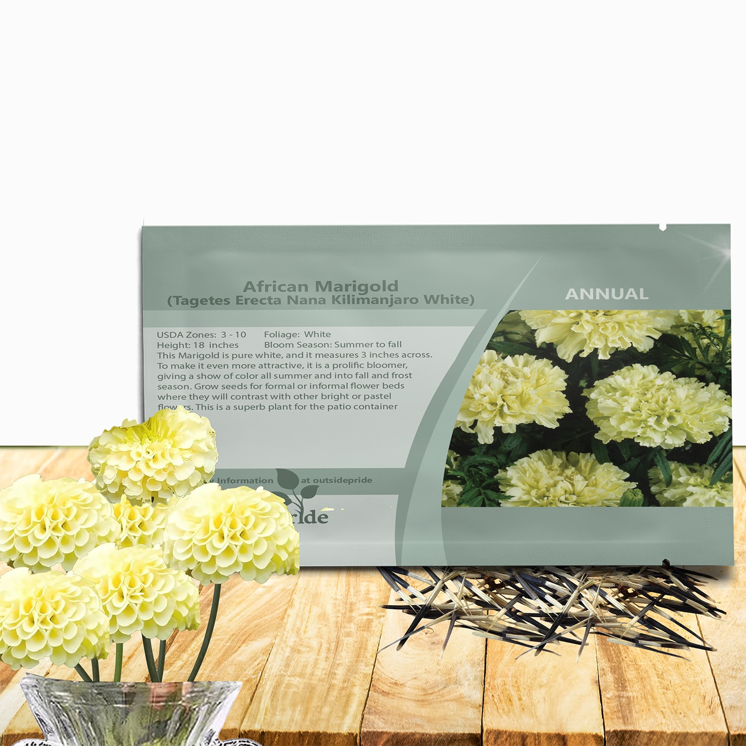 1000 Seeds Marigold Seeds – Tagetes Erecta Kilimanjaro Flower Seed