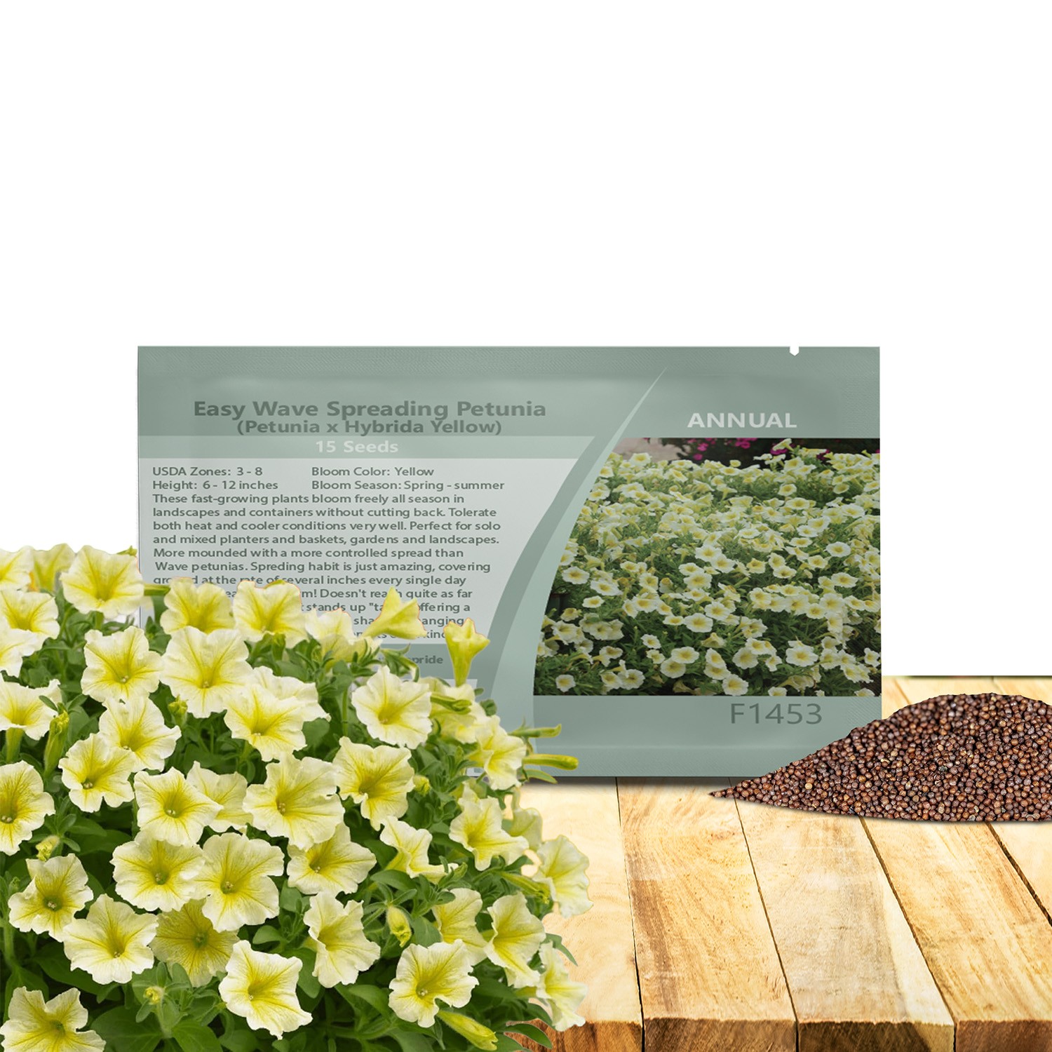 30 Seeds Easy Wave Yellow Petunia Spreading Flower Seeds