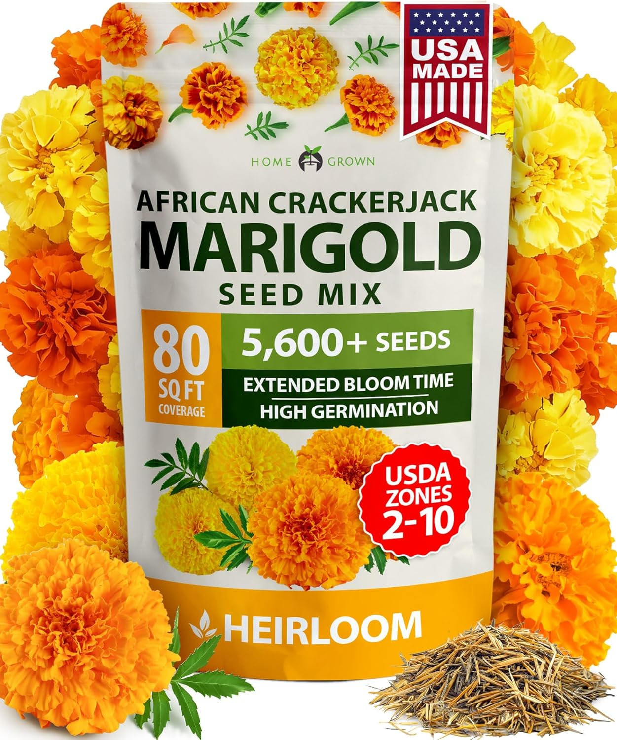 Marigold Bulk Mix – 5600+ Crackerjack Marigold Flower for Planting Outdoors -F