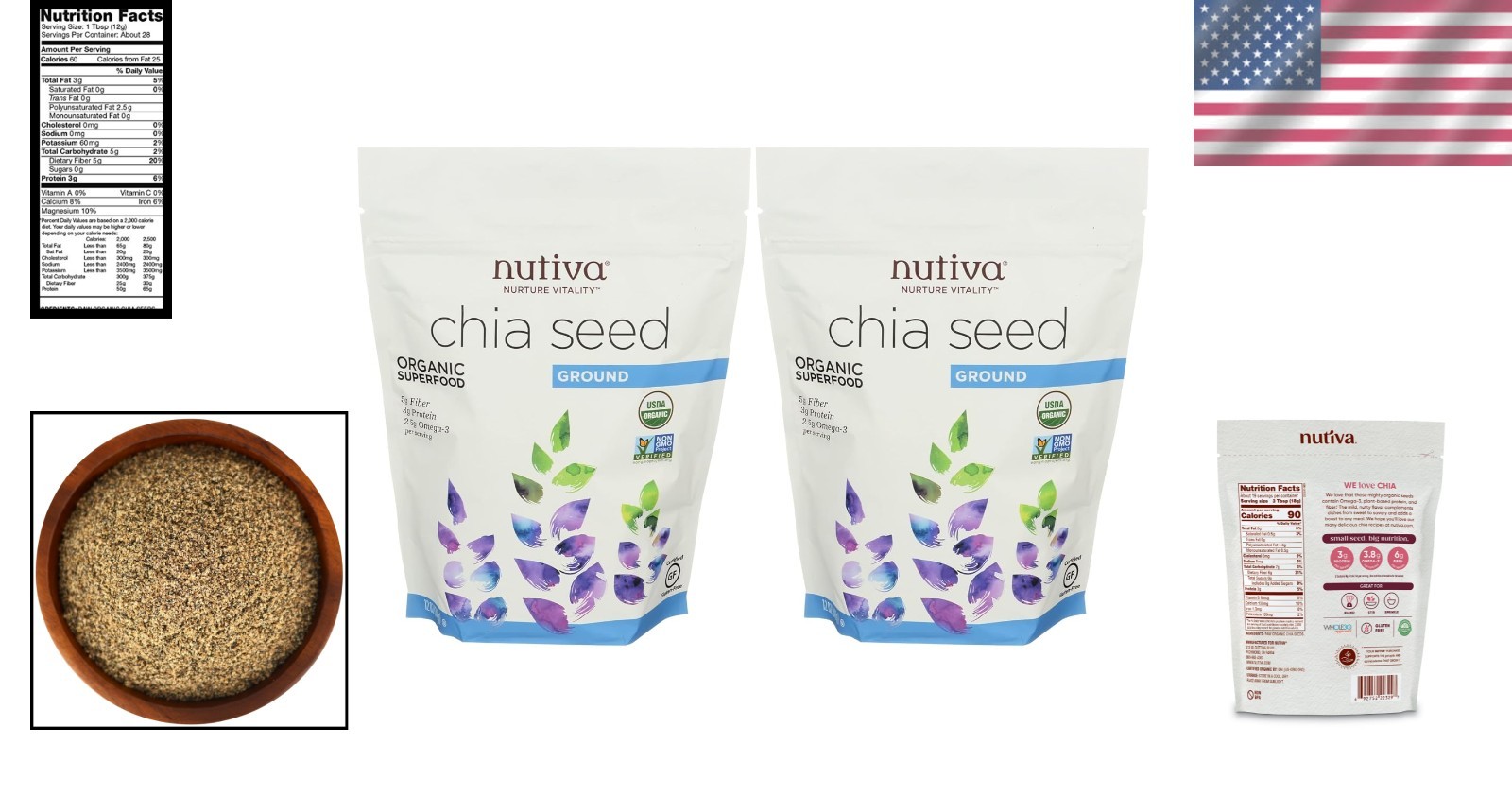 Non-GMO Organic Ground Chia Seeds – Resealable Pack of 2, Ideal for Health Goals