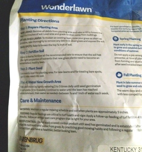 Wonderlawn Kentucky 31 Tall Fescue, Grass Seed, (1 Lb. pack), Kentucky 31
