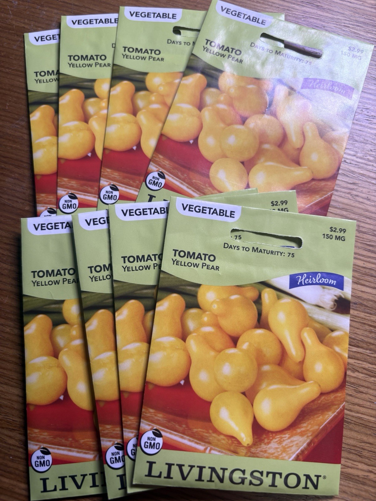 8 PACK BUNDLE Livingston Seed Company Tomato Yellow Pear Heirloom Non-GMO Seeds