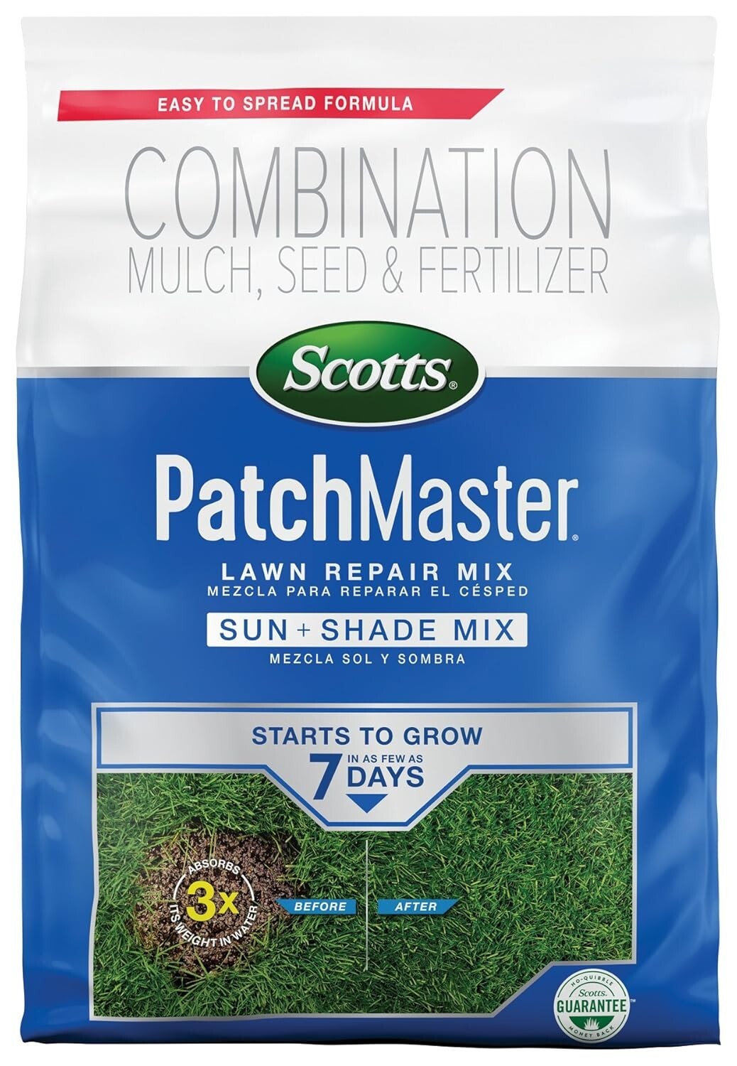 PatchMaster Sun + Shade Lawn Repair Mix – Grows Fast, 4.75 lbs for 140 sq. ft.