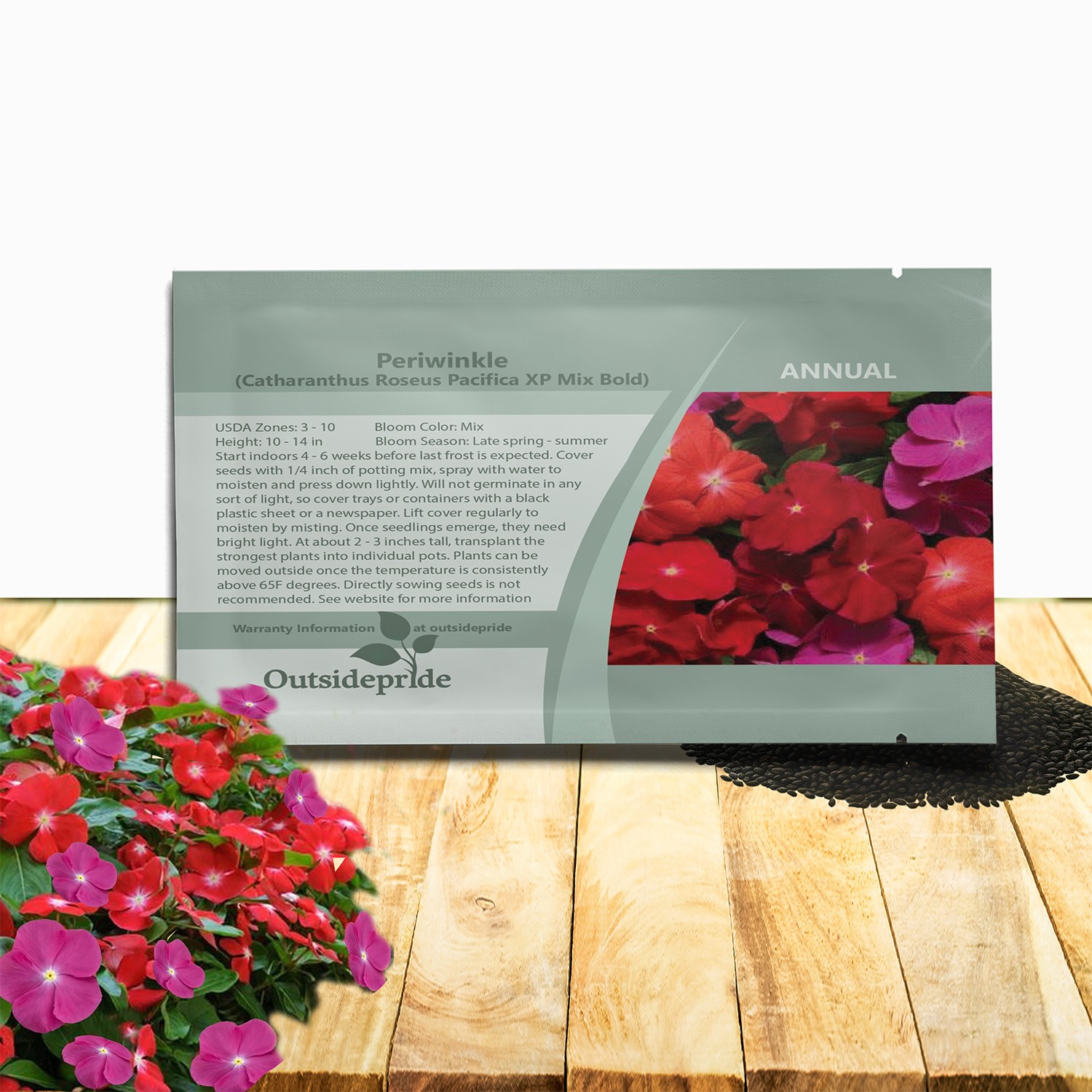 200 Seeds Drought Tolerant Bold Vinca Periwinkle Flower Seed & Ground Cover Mix