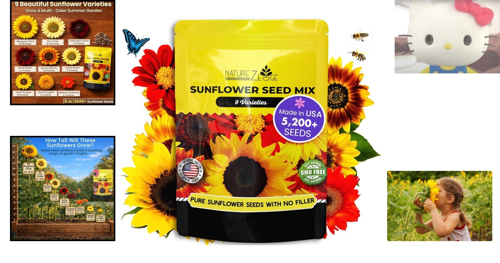 8 Oz Bulk Pack of 5200 Pure Non-GMO Sunflower Seeds for Vibrant Summer Gardens