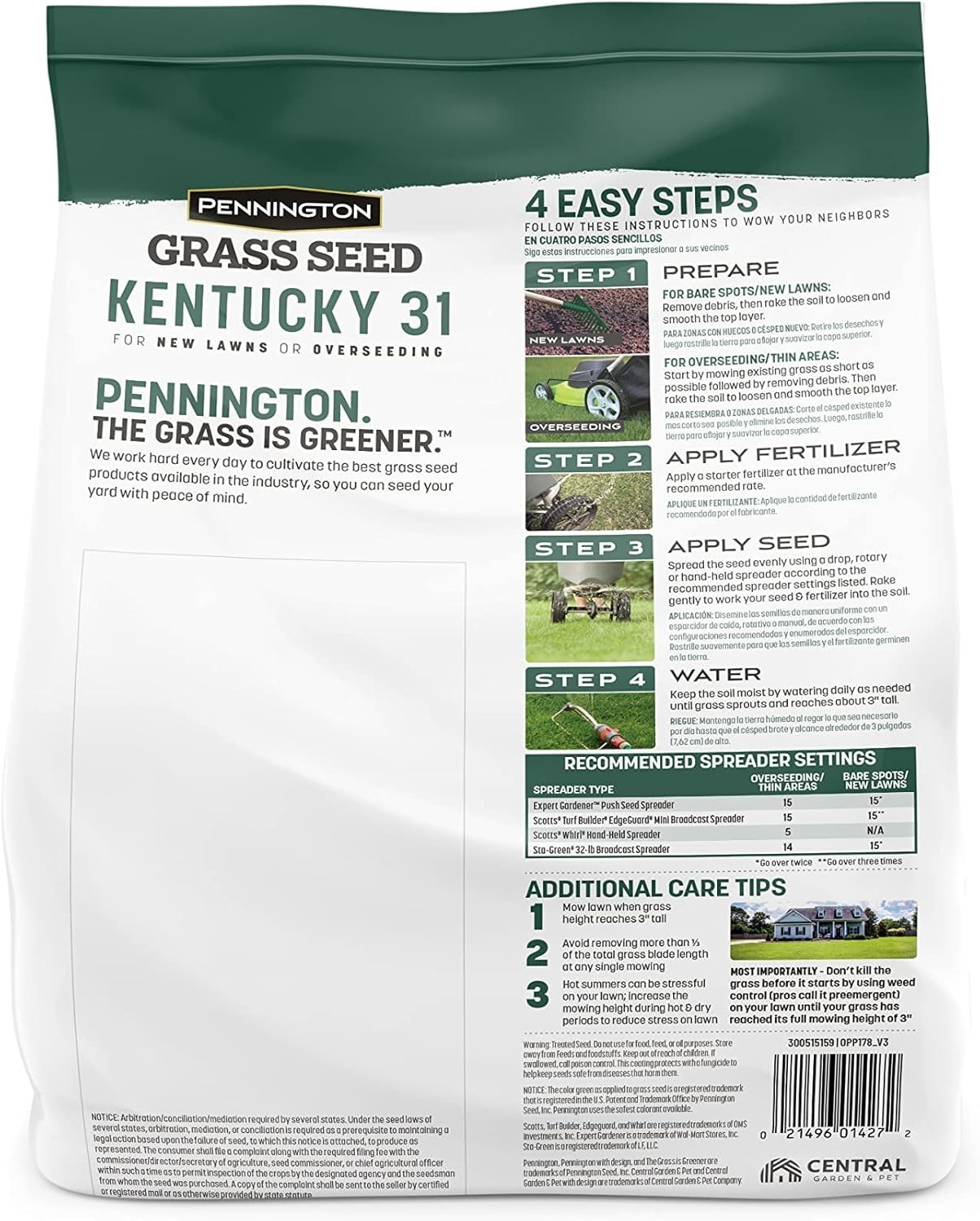 Economical Kentucky 31 Tall Fescue Penkoted Grass Seed, 3 lb – Fast Germination