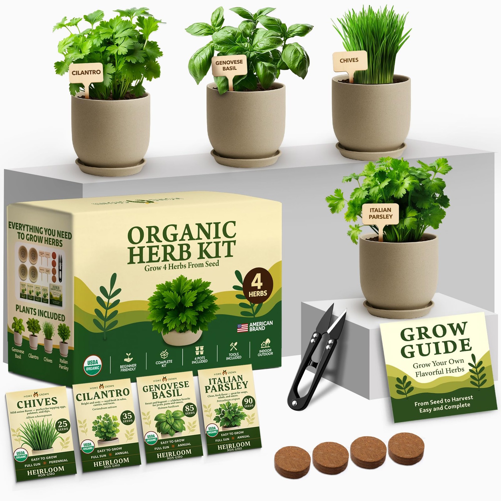 Indoor Organic Herb Garden Kit, Unique Valentines Day Gift for Adults, Men, &…