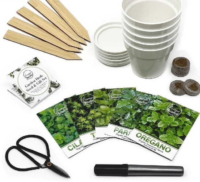 Pinwheel Garden Herb Seeds Gift Set 5x’s Seeds Pots Plant Markers Peat Pellets