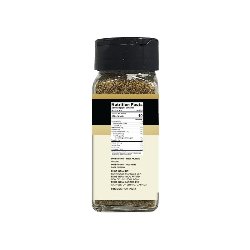 Gourmet Ground Black Mustard Seed – Pungent Flavor in 2.6 oz Easy Sifter Bottle