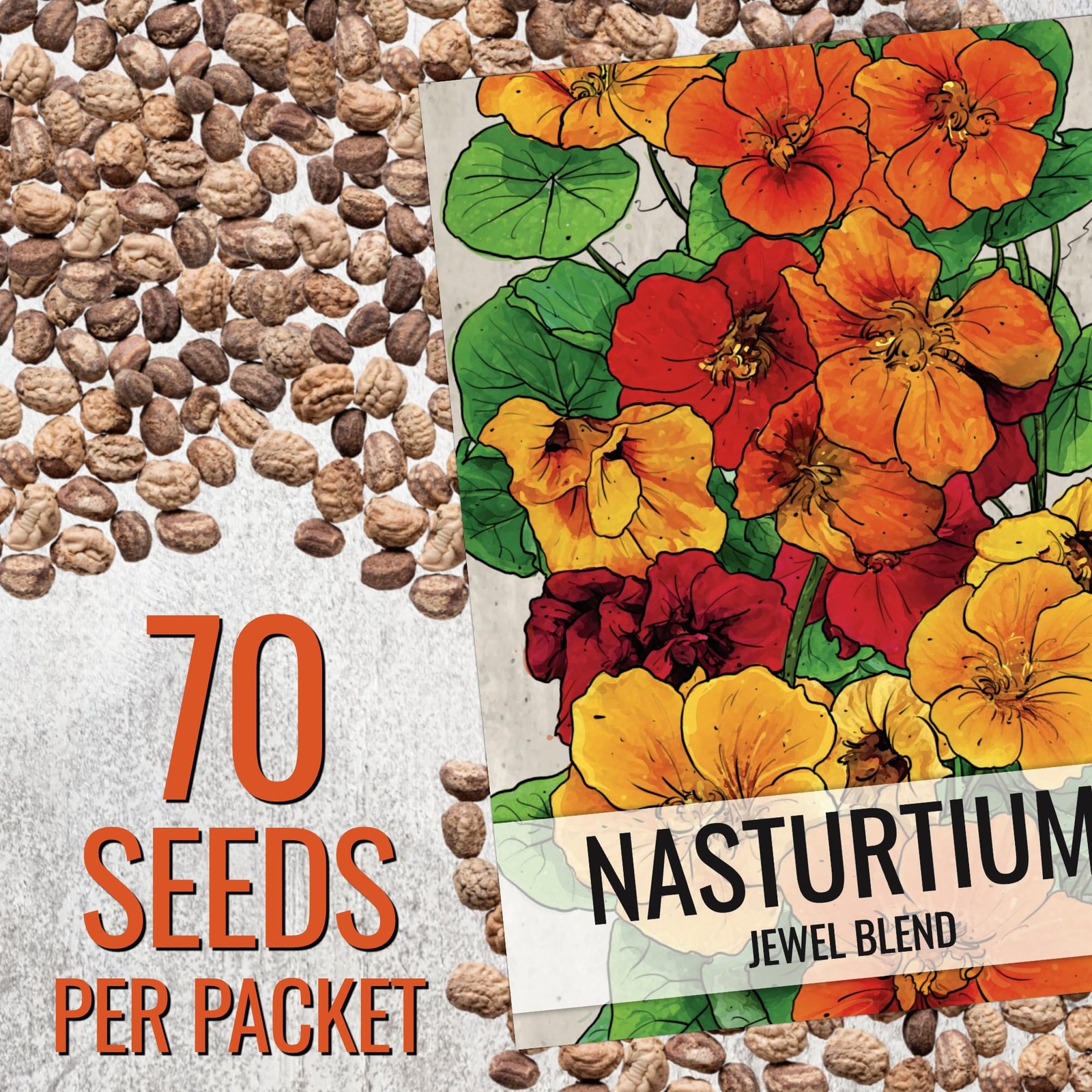 Nasturtium Seeds for Planting Jewel Blend – Heirloom Untreated & Open Pollina…