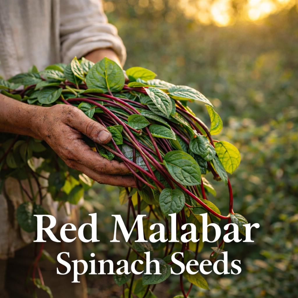 Red Malabar Spinach Seeds Climbing Spinach Vine Edible Red Stem Greens 25 seeds