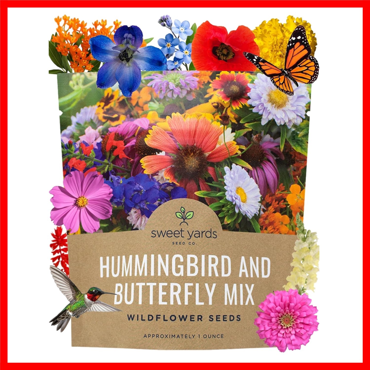 Wildflower Seeds Mix – 7,500+ Butterfly & Hummingbird Favorites for a Vibrant…
