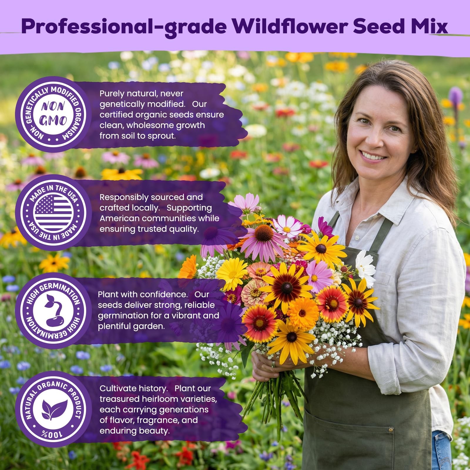 200,000+ Wildflower Seeds Bulk (4oz) – 16 Varieties Perennial & Annual Mix, N…