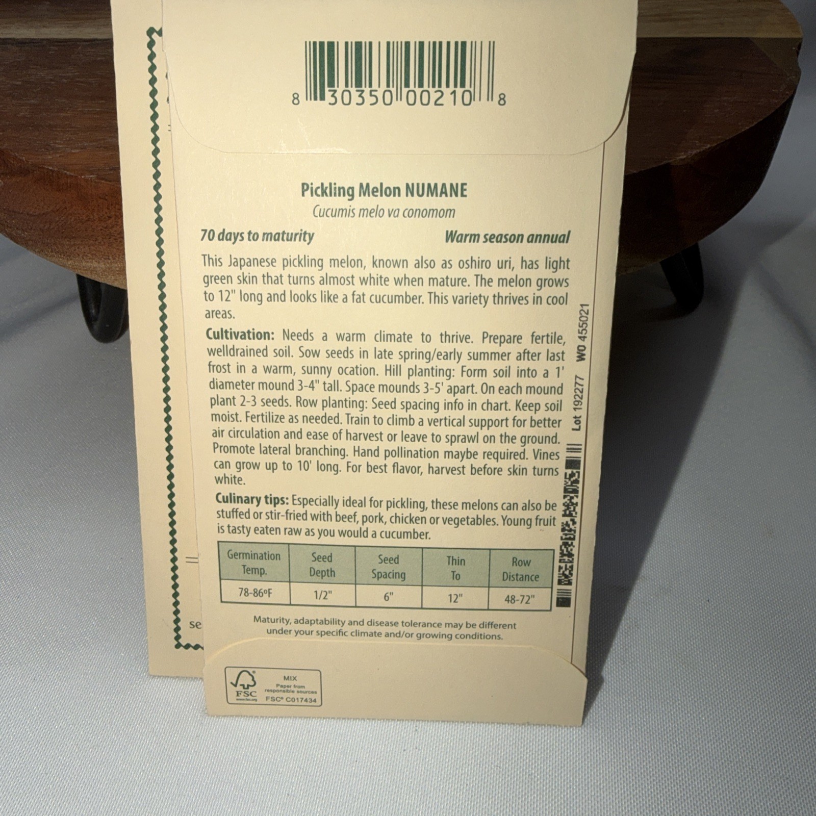 Pickling Melon Oshiro Uri Numane Seeds 1.5g