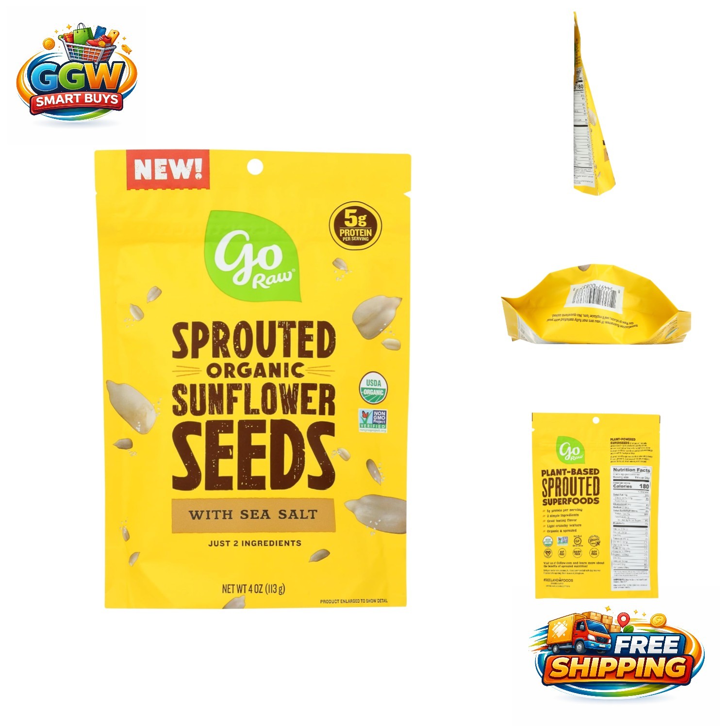 Organic Sprouted Sunflower Seeds with Sea Salt – Nutritious 4 Oz Snack