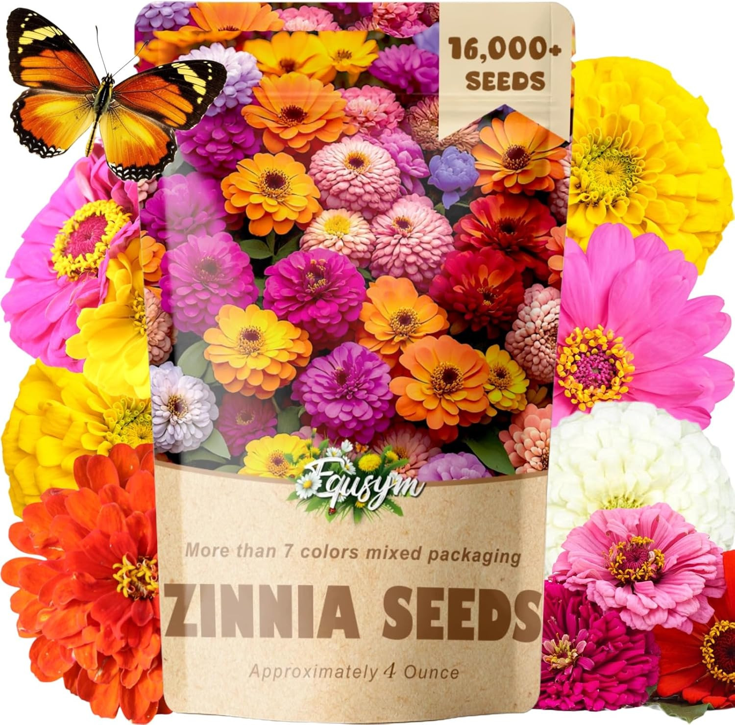 16000+ Zinnia Flower Seeds for 2026-7+ Color Mix, High Germination Rate, Perfect