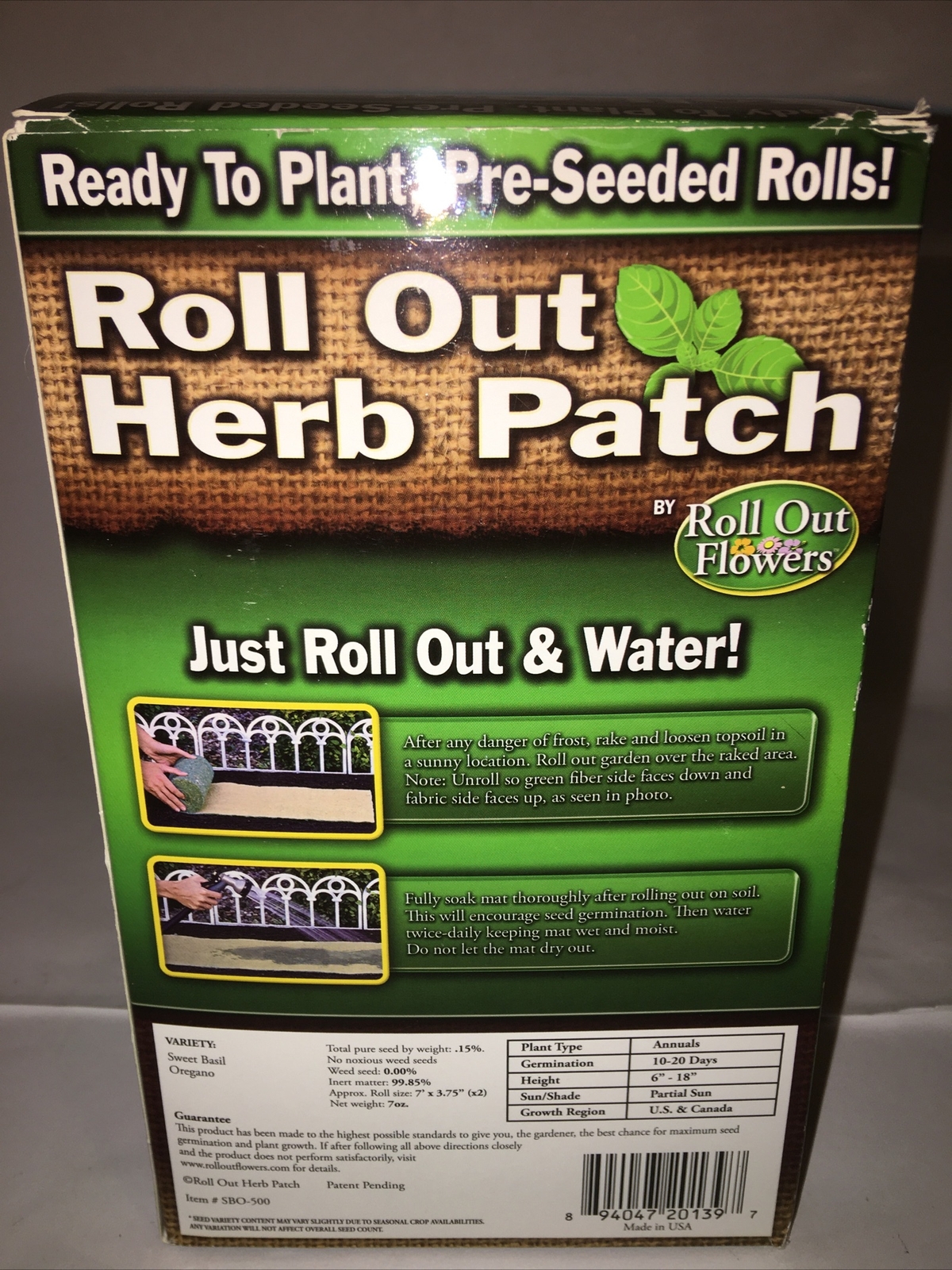 Garden Innovations Roll Out Herb Patch Grows Sweet Basil And Oregano 7’ Rolls