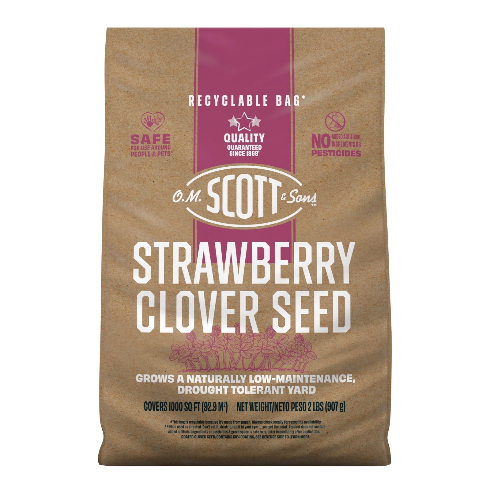 Strawberry Clover Seed – Low Maintenance Lawn Seed, Drought-Tolerant, 1,000 sq f