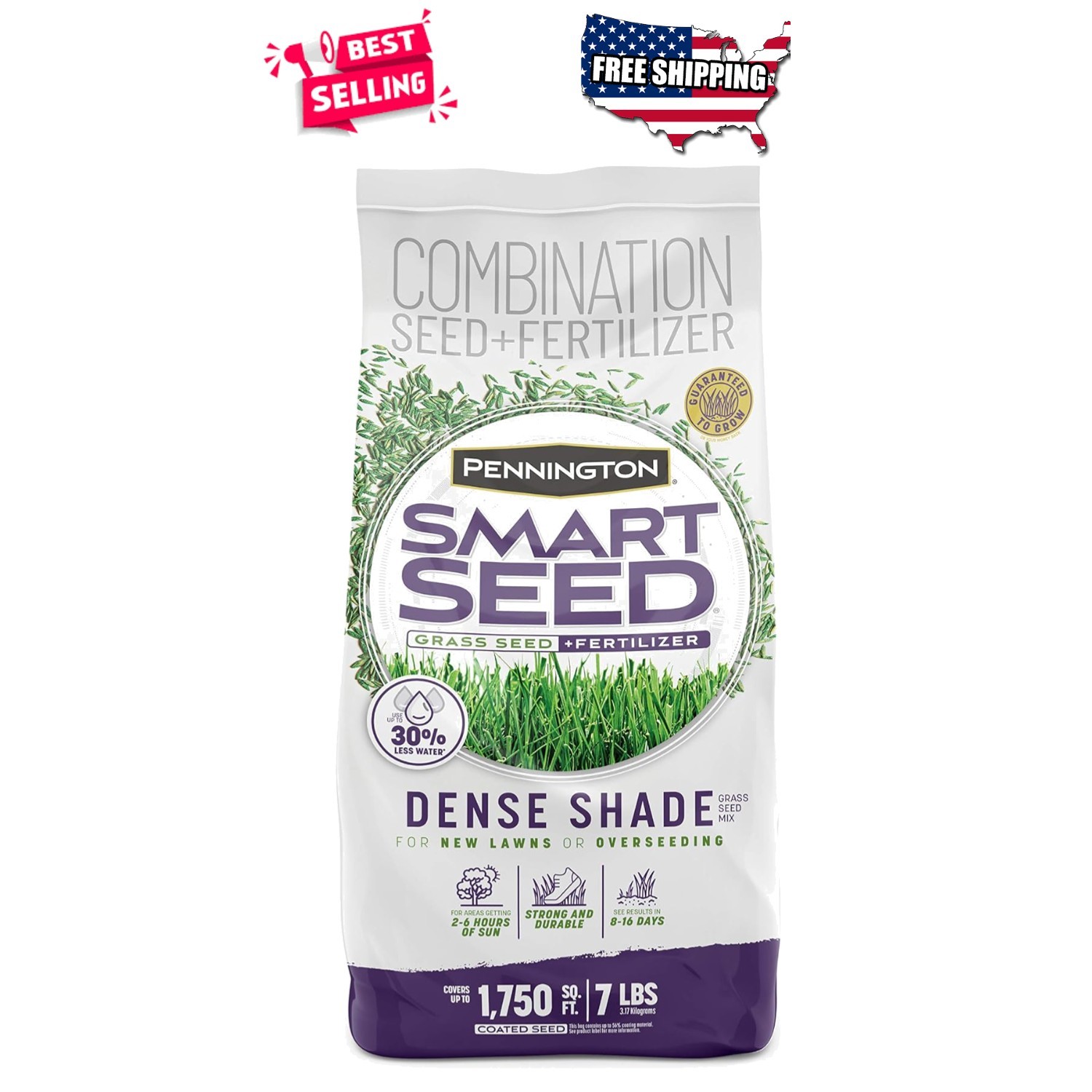 Dense Shade Grass Seed Mix 7 lb Bag Tall Fine Fescue Low Sun Lawn Coverage