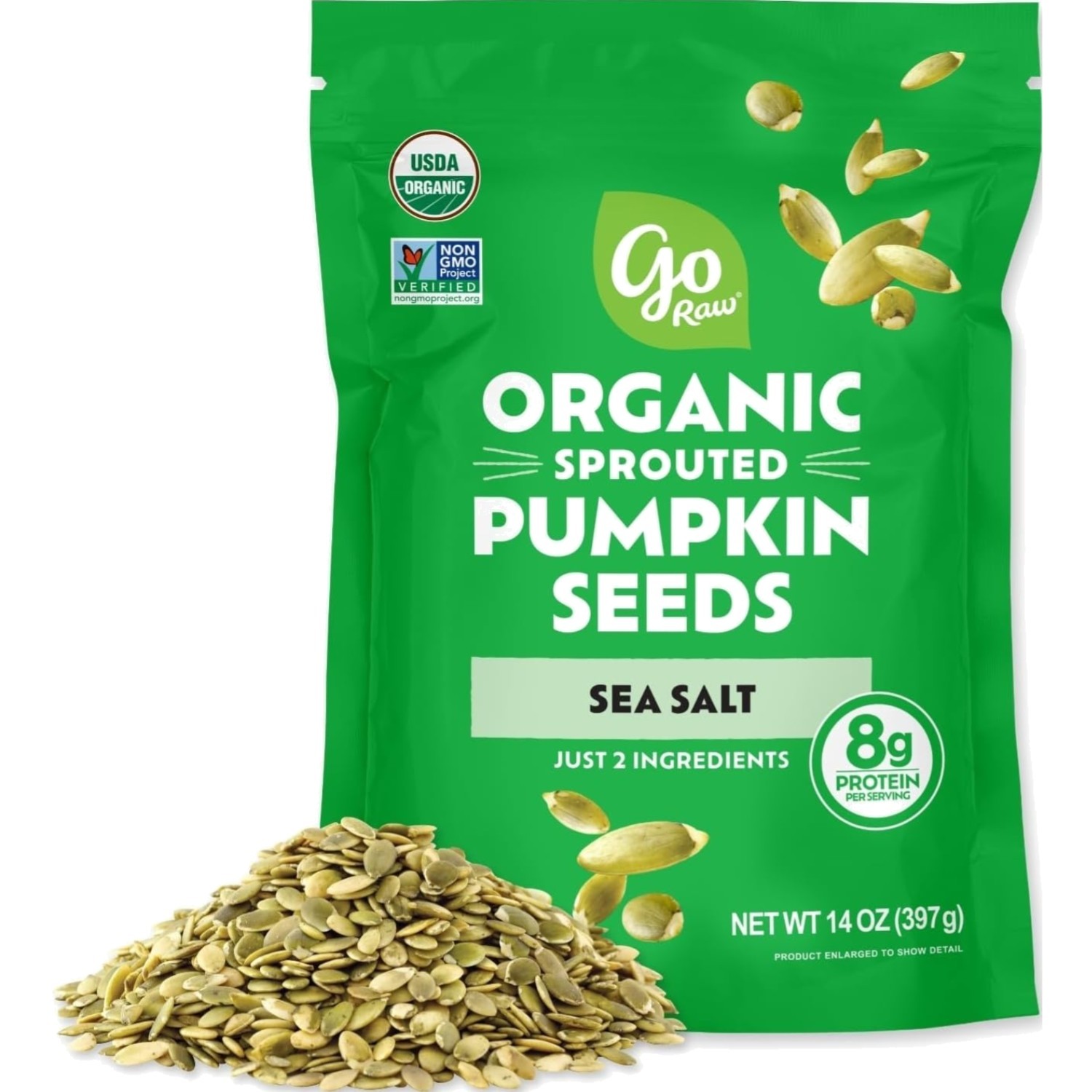 Organic Sprouted Pumpkin Seeds 14 Oz Raw Gluten-Free Nut-Free
