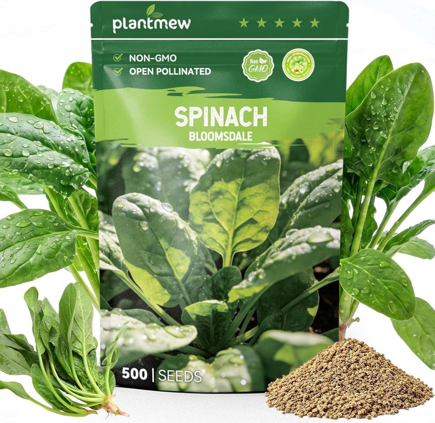 Bloomsdale Spinach Seeds for Planting, 500 Heirloom Seeds — Fast Growing Vegetab