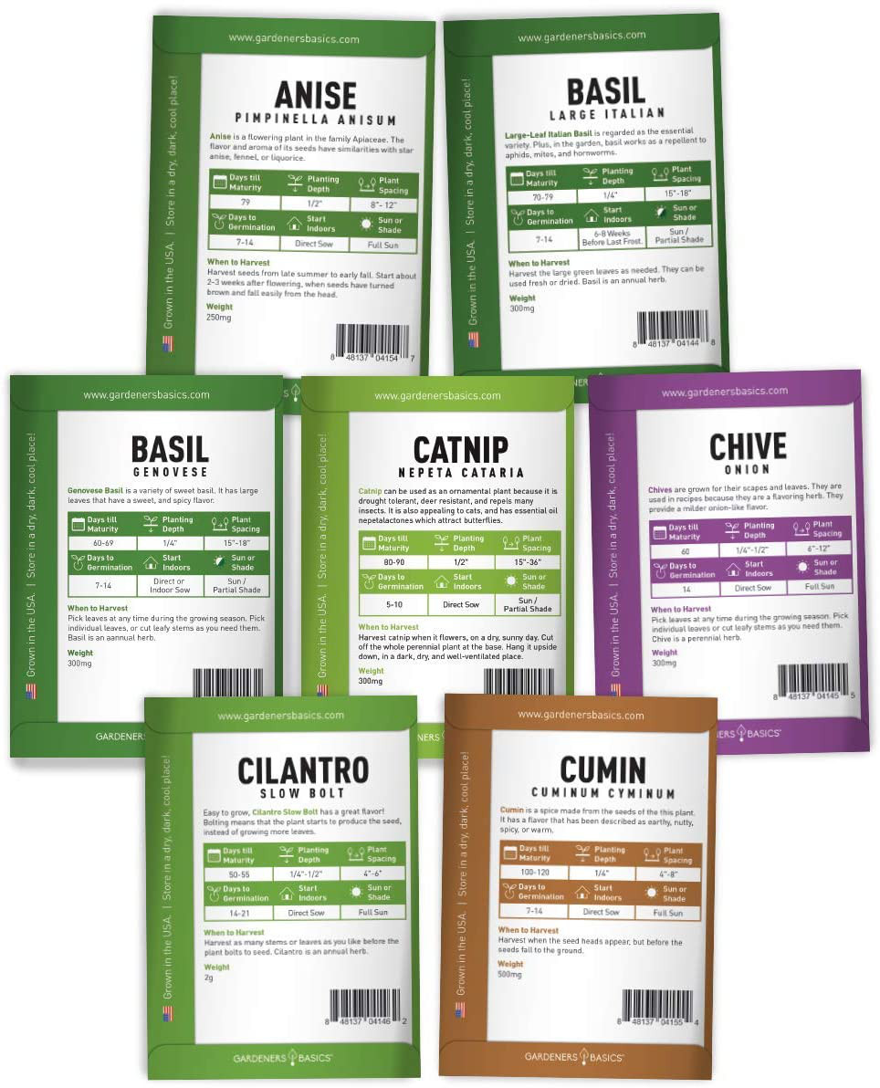 15 Herb Seeds For Planting Varieties Heirloom Non-GMO 5200+ Seeds Indoors, Hydro
