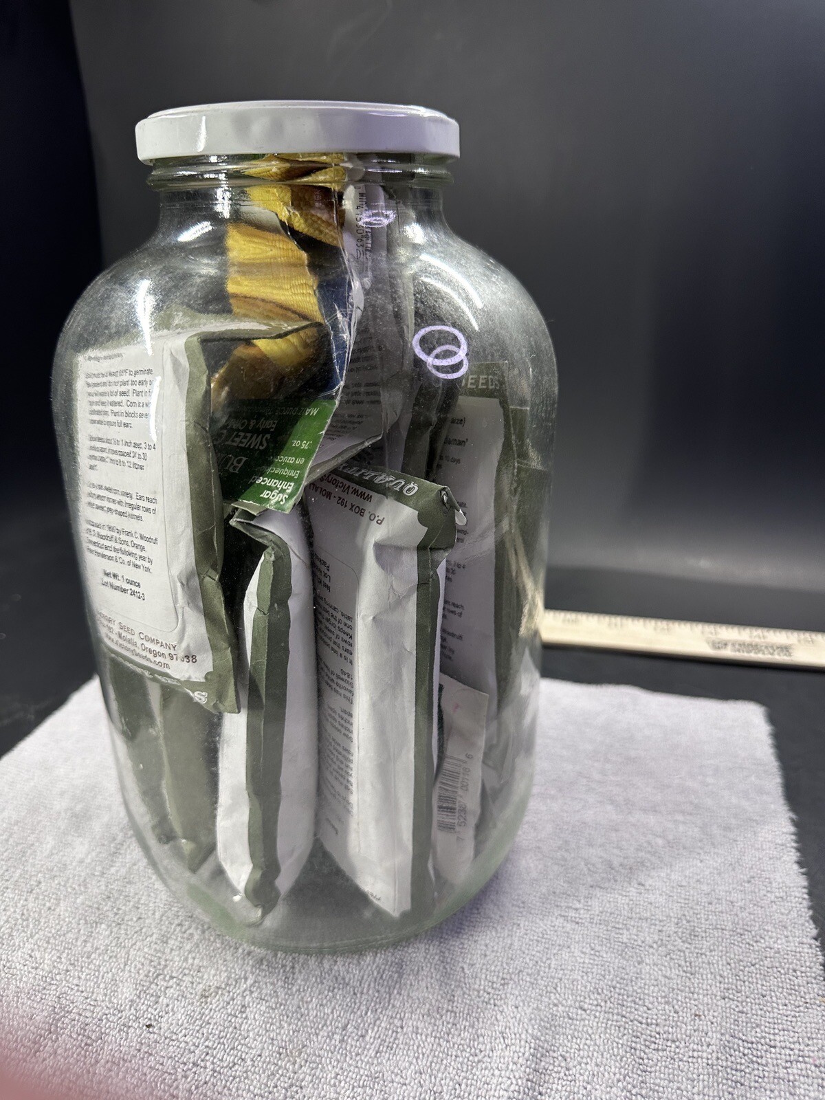 Huge Glass Jar Of Heirloom Corn Seeds- 19 Packs!