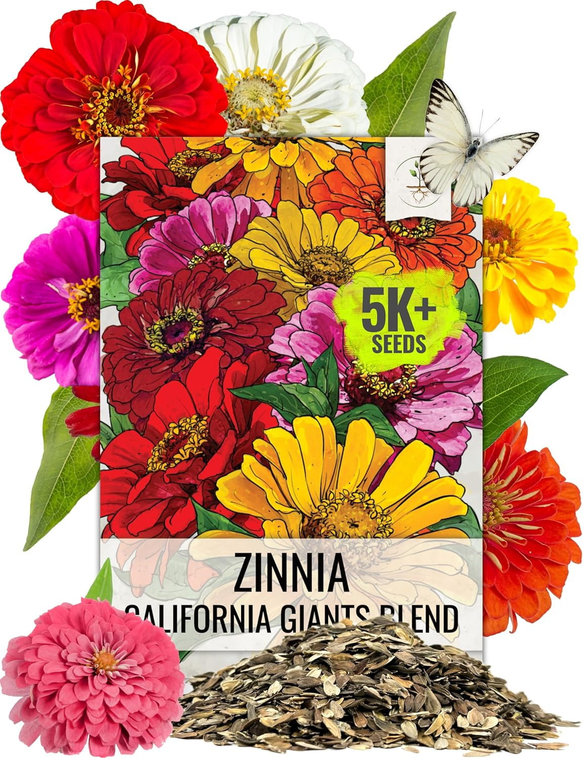 5,000+ Zinnia Seeds California Giants Mixed Multicolor Variety | Zinnia Elegans