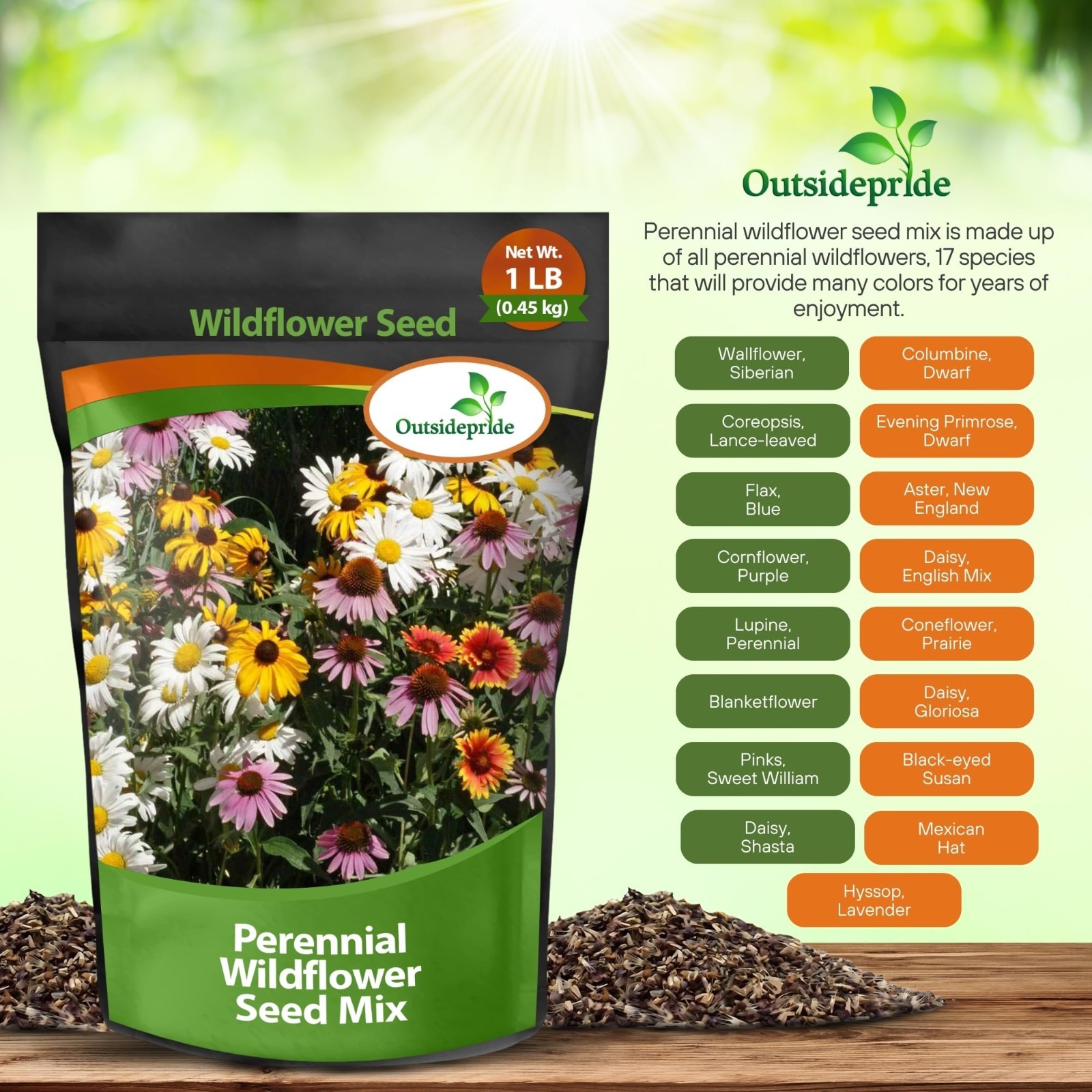 1 lb Perennial Wildflower Seed Mix – Easy Grow, Long-Lasting Blooms for Gardens