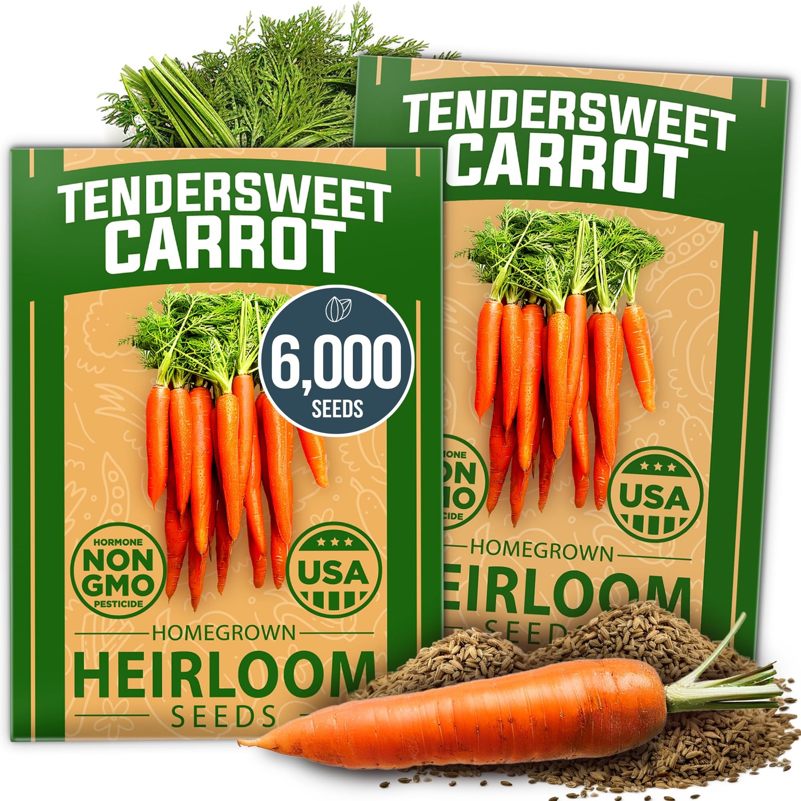 Tendersweet Carrots Seeds 6000+ Heirloom NonGMO Seeds for Planting, High Germ…