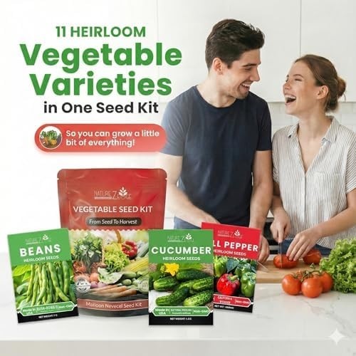 11 Heirloom Vegetable & Fruit Seeds – 4,800 Non-GMO Survival Seed Vault