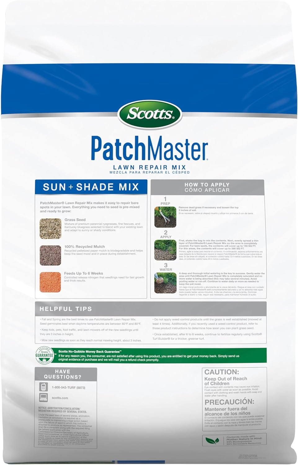 Scotts Patchmaster Lawn Repair Mix Sun and Shade Mix – 10 Lb, All-In-One Bare Sp