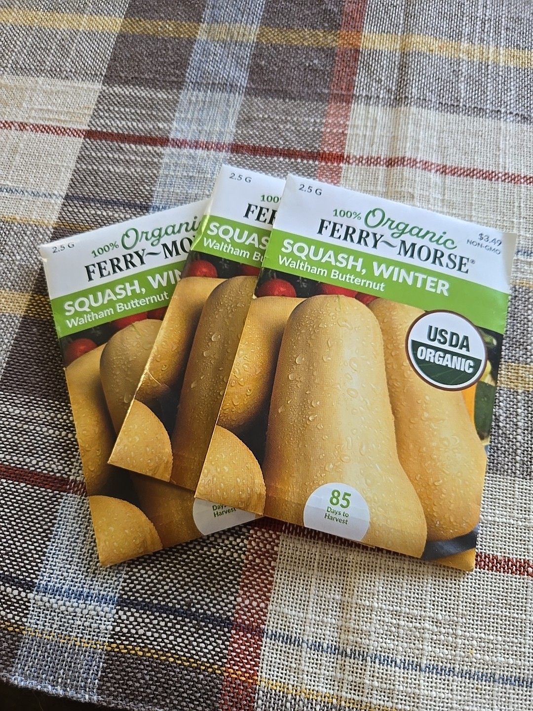 3 Packs Ferry-Morse 2025 Seed SQUASH SUMMER Waltham Butternut Organic 2.5 G