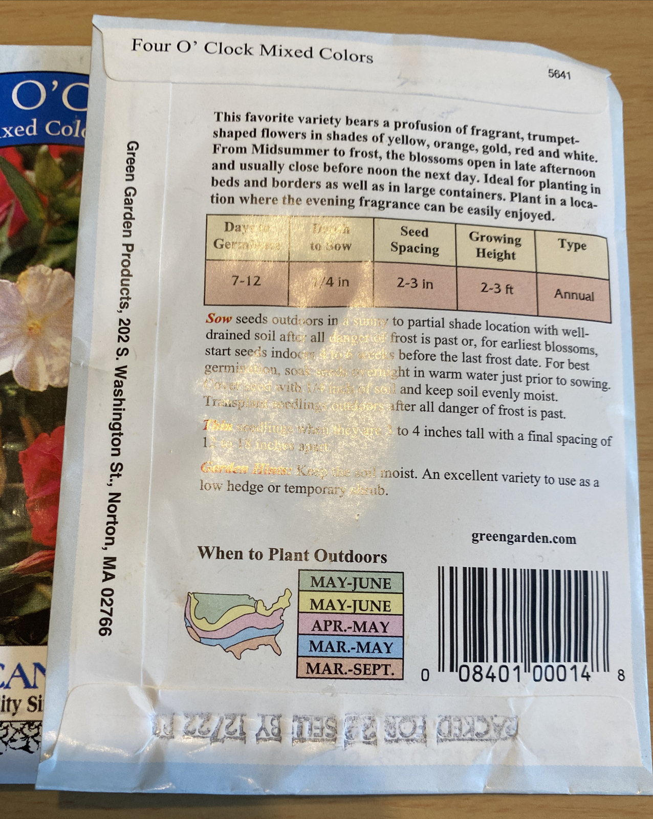 Four O’Clock – Mix colors lot of 5 packaged for 2022 American seed new