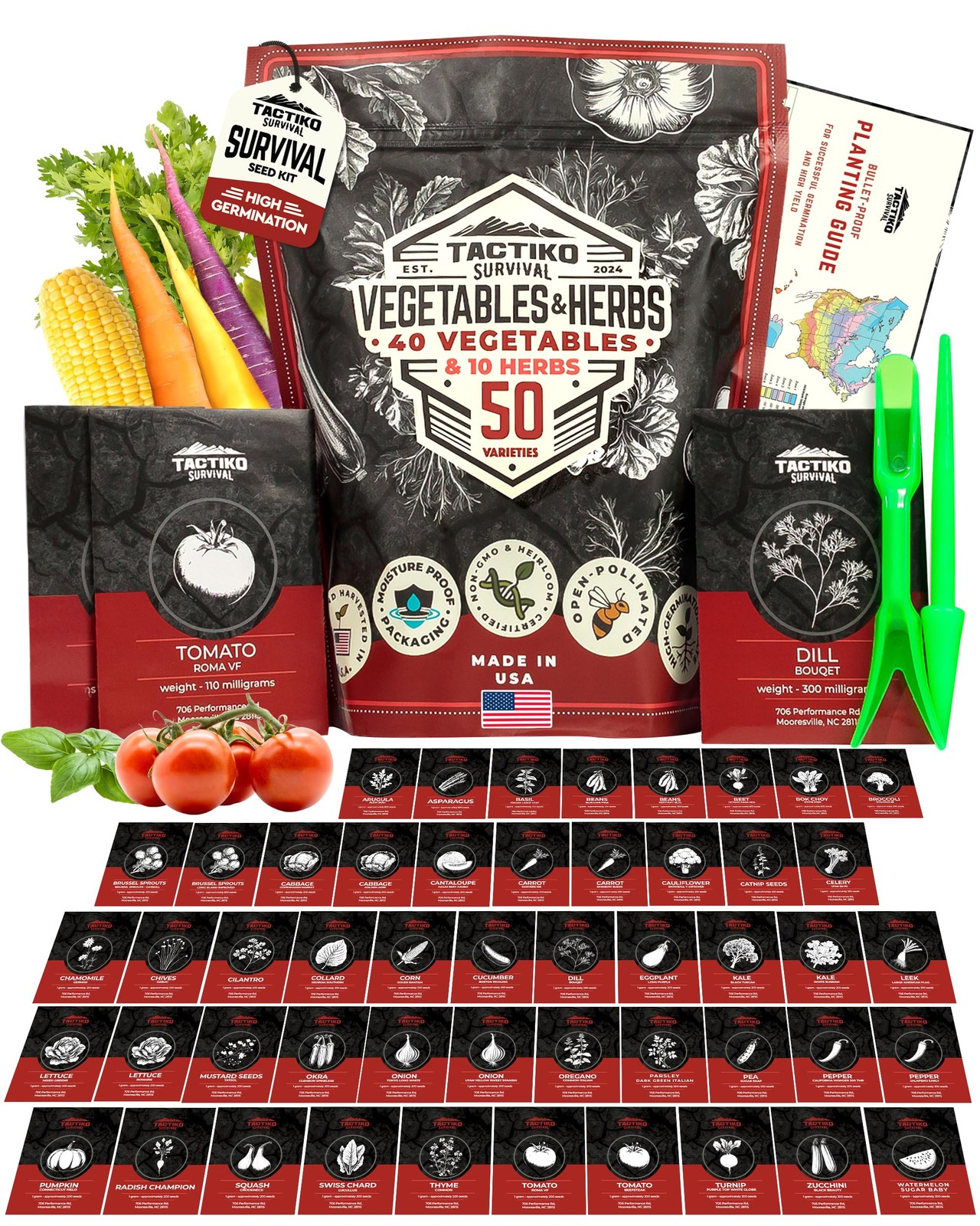 50 Vegetable, Herb & Fruit Seed Kit U.S.A. Harvested Varieties 37,000+ NonG…