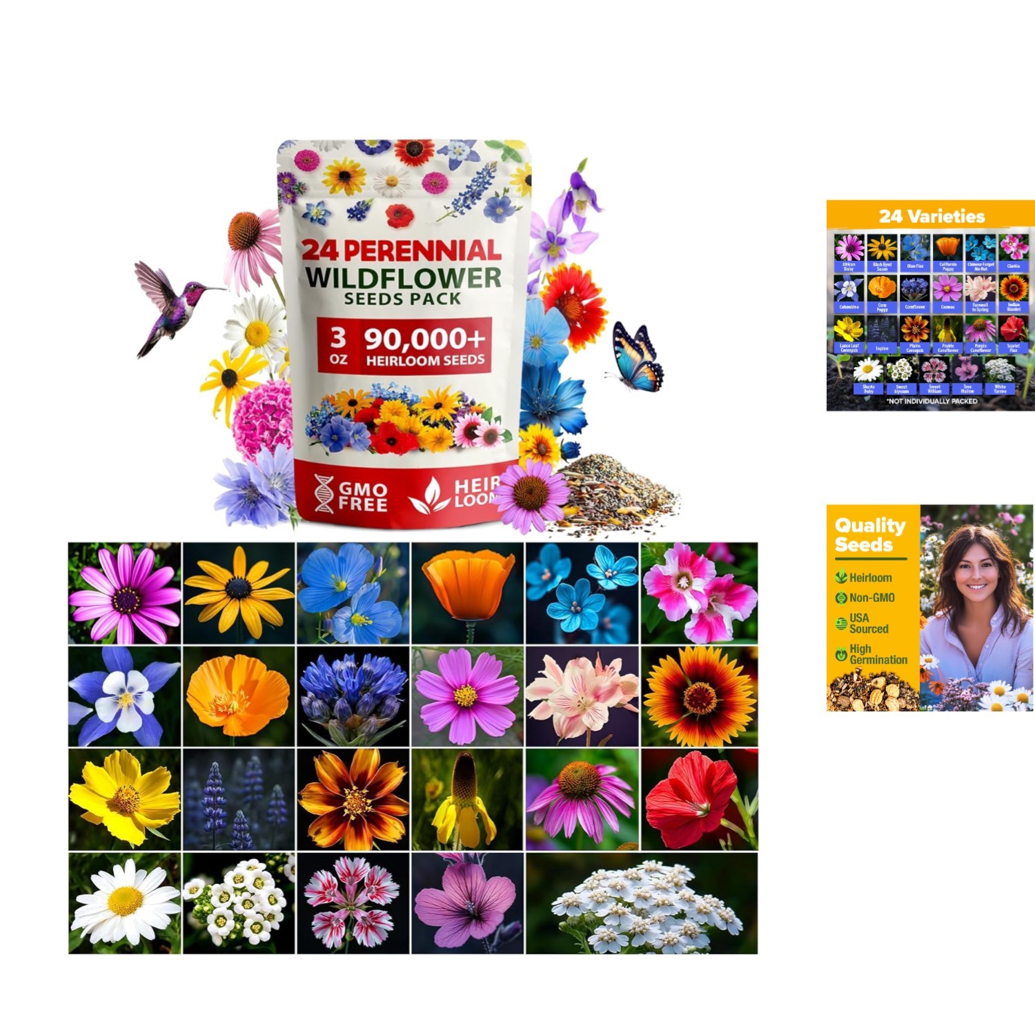 3oz Butterfly & Pollinator Wildflower Seed Mix – Attract Bees and Birds Outdoors