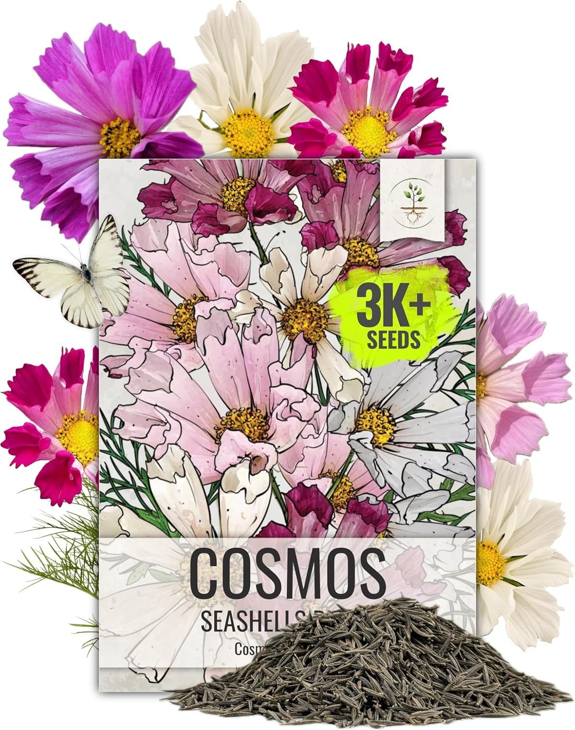 Seashells Cosmos Seeds Multicolored Flower Seed Blend 3,000+ Heirloom Seeds